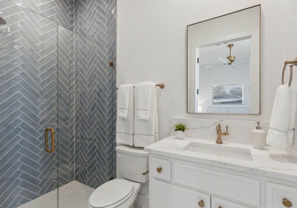 Bathroom in the Lakewood III Floorplan at Painted Tree 50' Series.