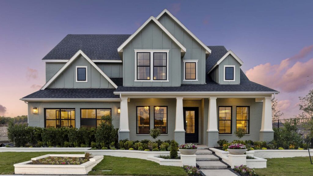 Exterior of The Reserve at Watters Stella model home in Allen, TX.