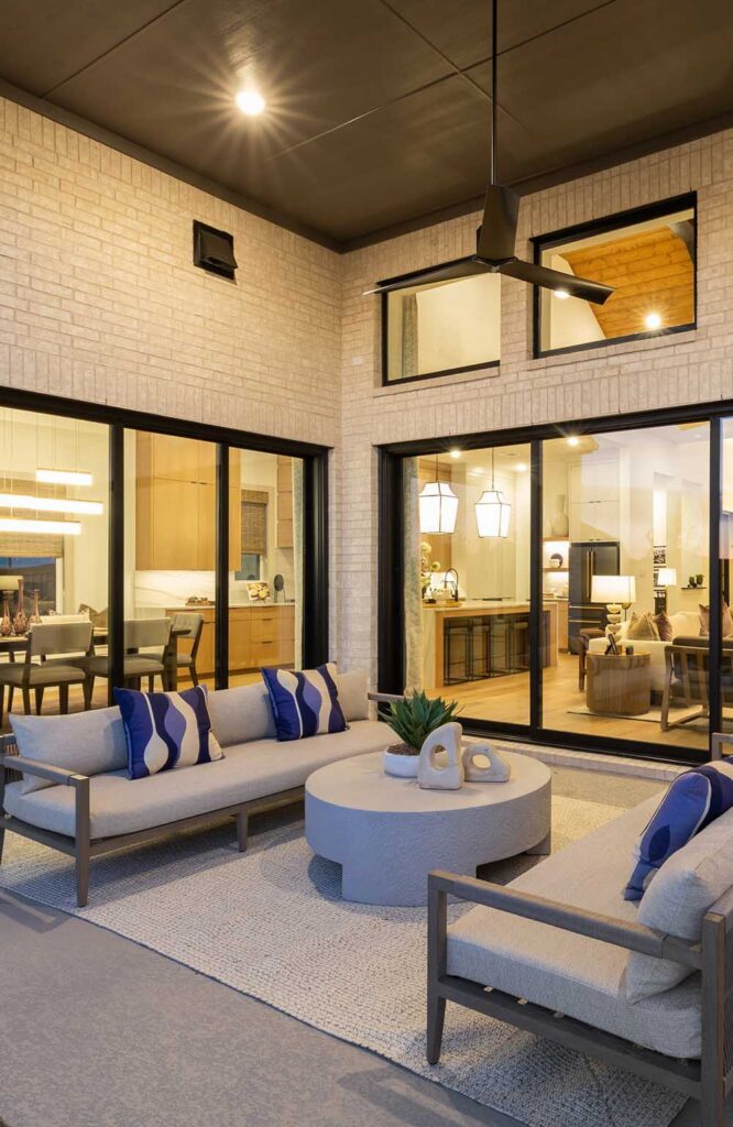 Patio of the Prosper Ridge model home in Prosper, TX.