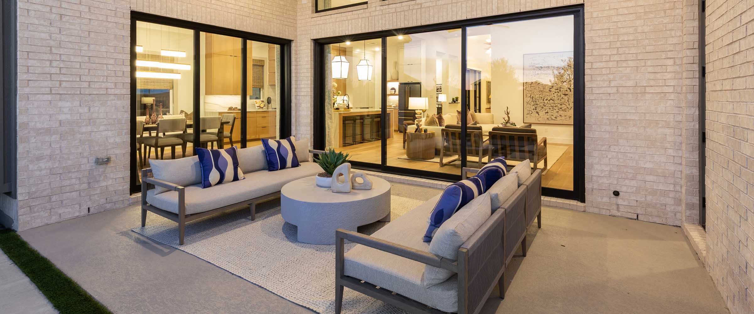 Patio of the Prosper Ridge model home in Prosper, TX.